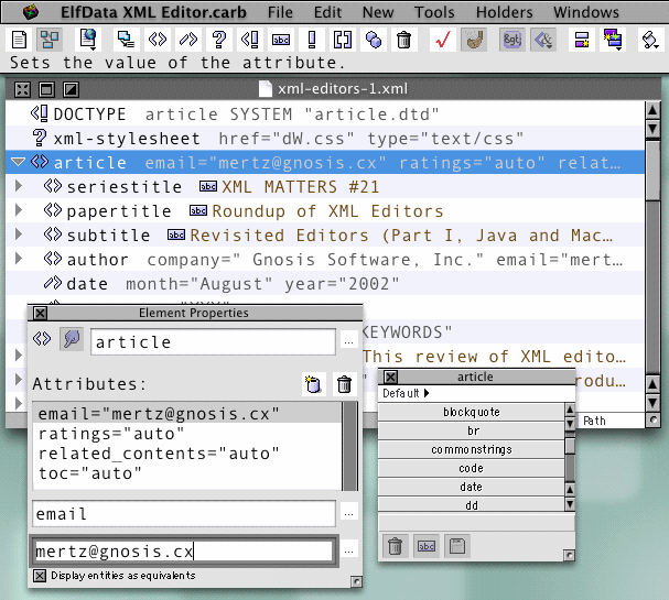 Screenshot of ElfData's XML Editor