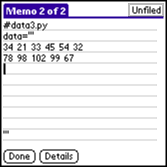 A Memo Pad data file module