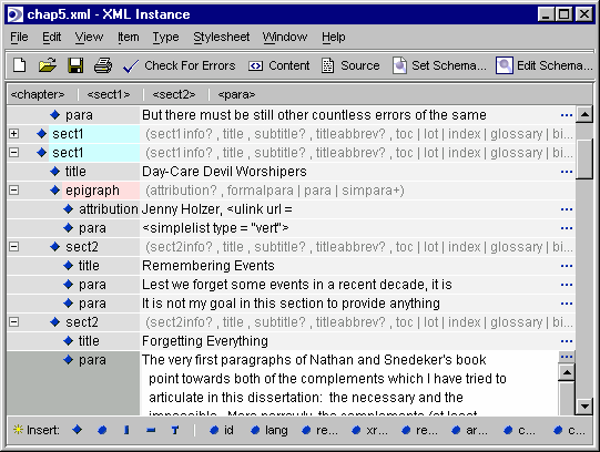 Screenshot of XML Instance